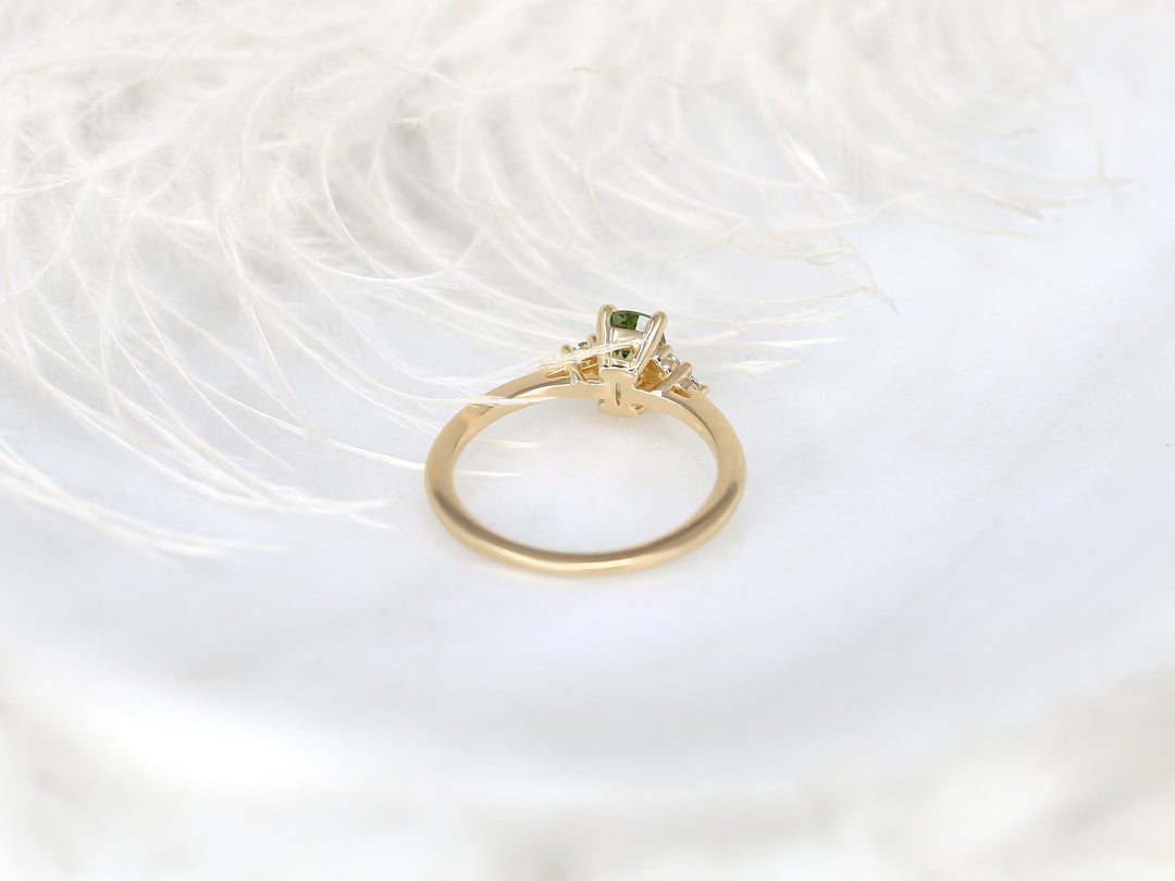 2.0CT Green Oval Cut Lab Grown Cluster Diamond Engagement Ring