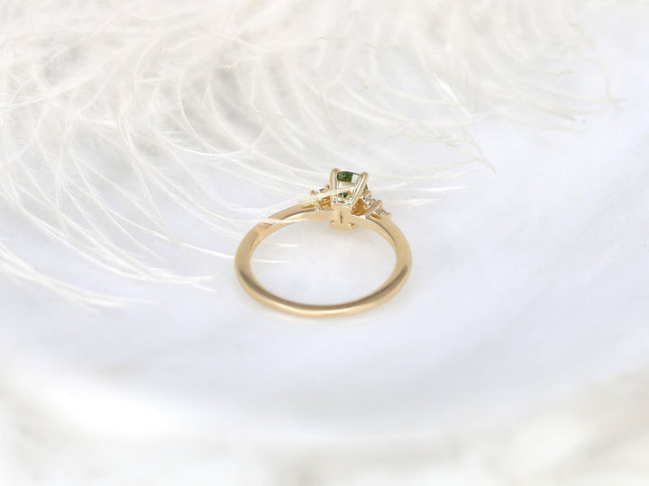 2.0CT Green Oval Cut Lab Grown Cluster Diamond Engagement Ring