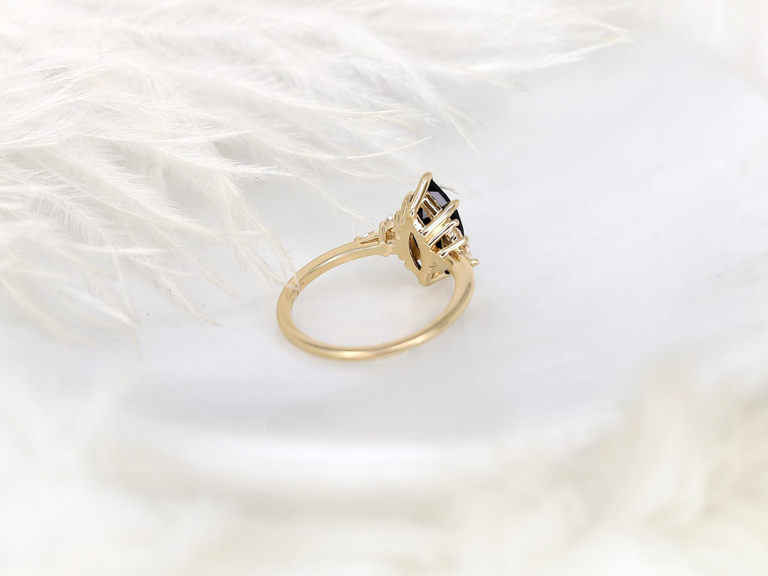 2.0CT Black Marquise Cut Lab Grown Cluster Engagement Ring