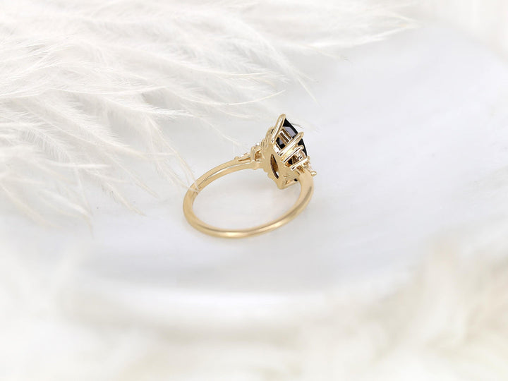 2.0CT Black Marquise Cut Lab Grown Cluster Engagement Ring