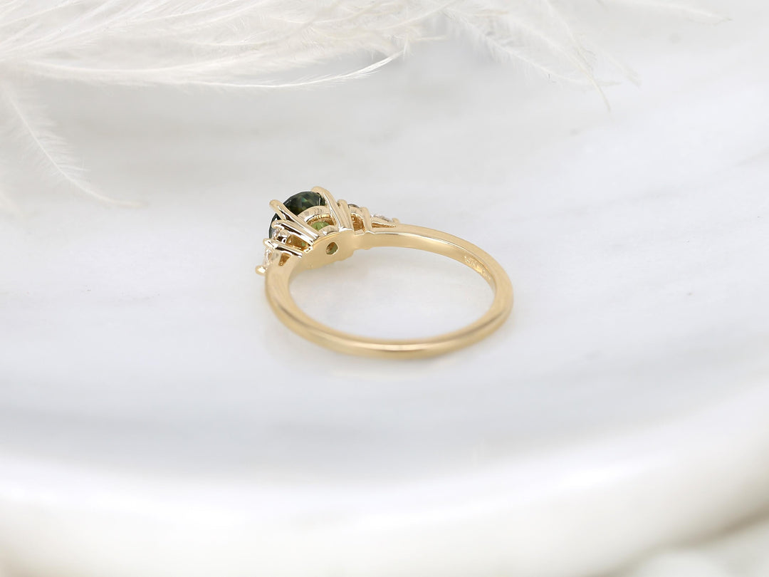 1.0CT Green Round Cut Lab Grown Diamond Cluster Engagement Ring
