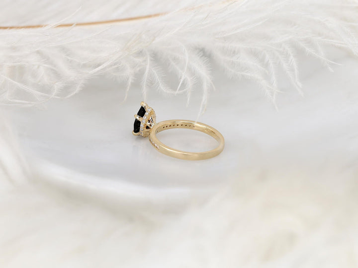 1.50CT Black Pear Cut Lab Grown Hidden Halo & Pave Engagement Ring