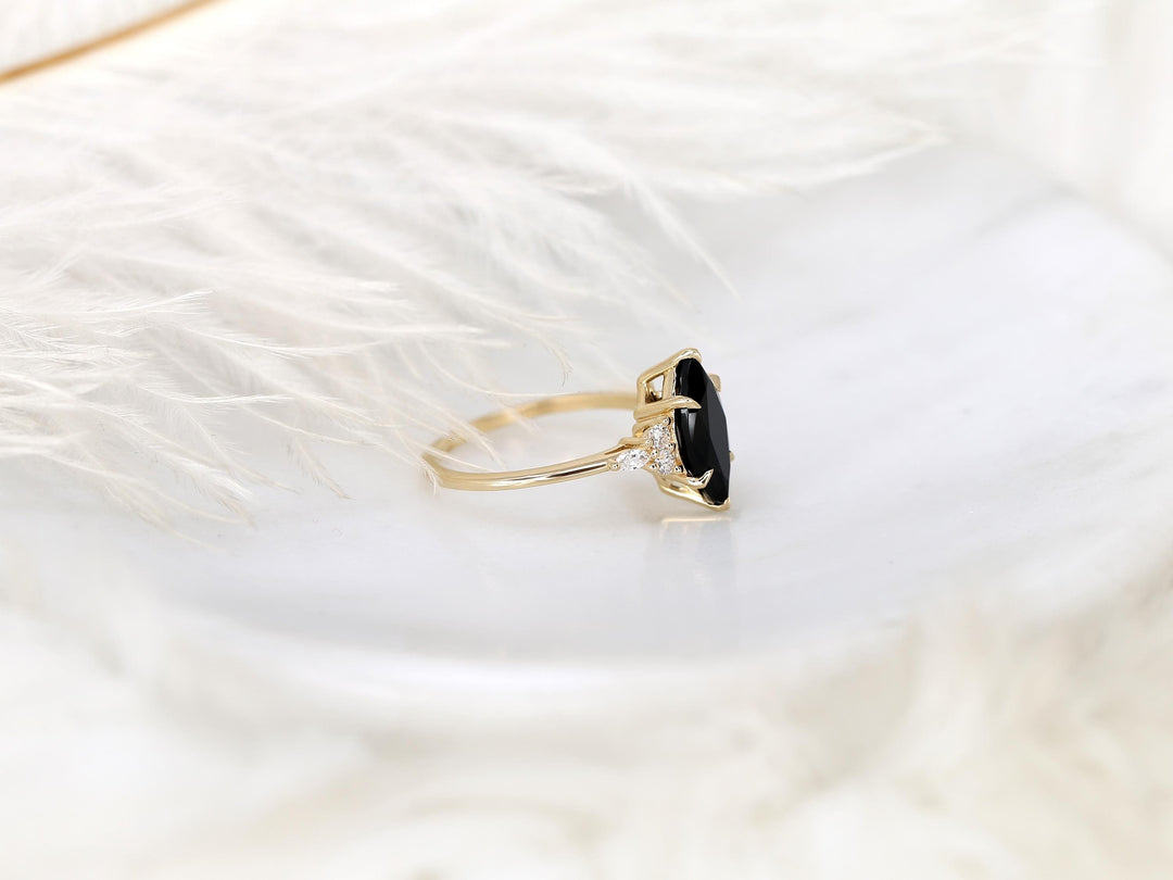2.0CT Black Marquise Cut Lab Grown Cluster Engagement Ring