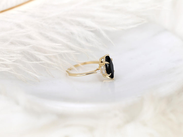 2.0CT Black Marquise Cut Lab Grown Cluster Engagement Ring