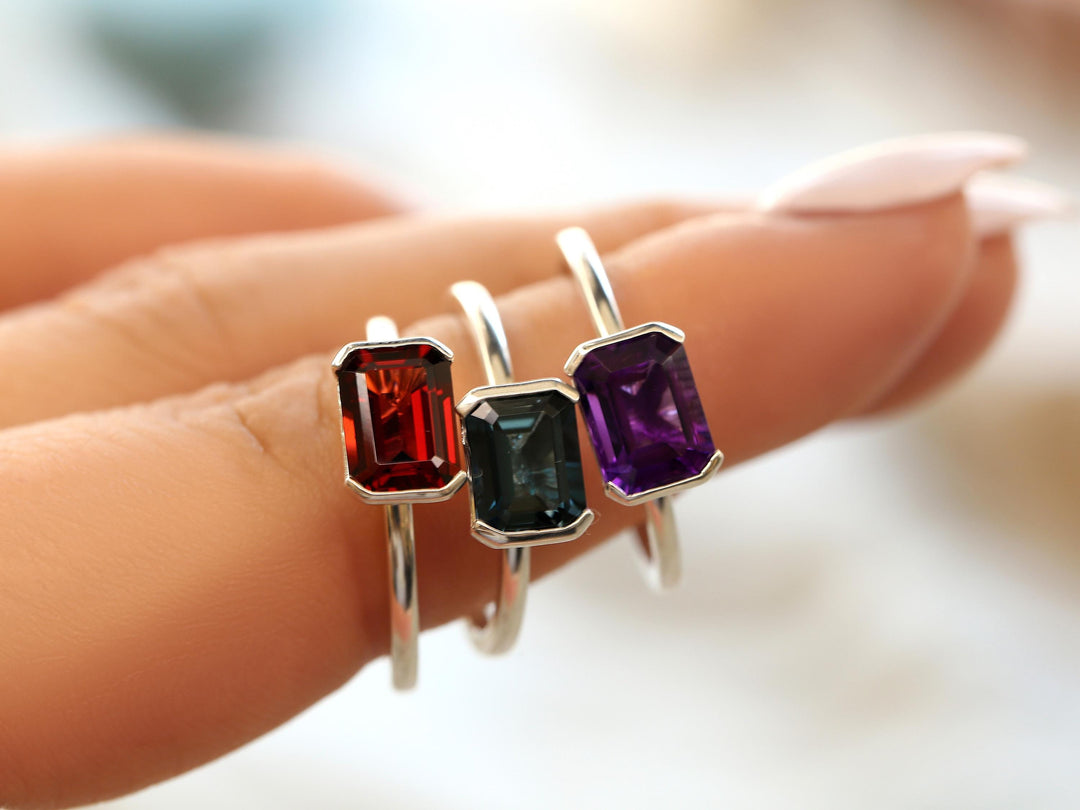 2.0CT East West Emerald Cut Lab Grown Diamond Engagement Ring