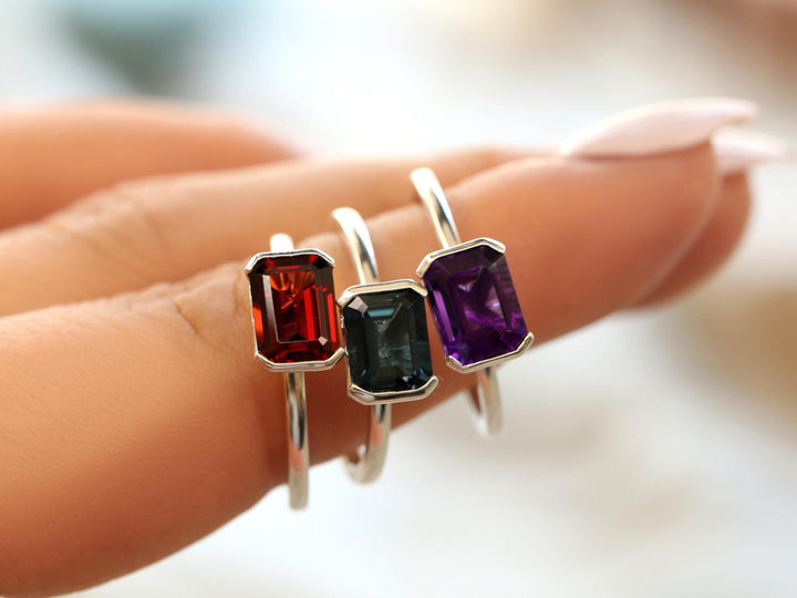 2.0CT East West Emerald Cut Lab Grown Diamond Engagement Ring
