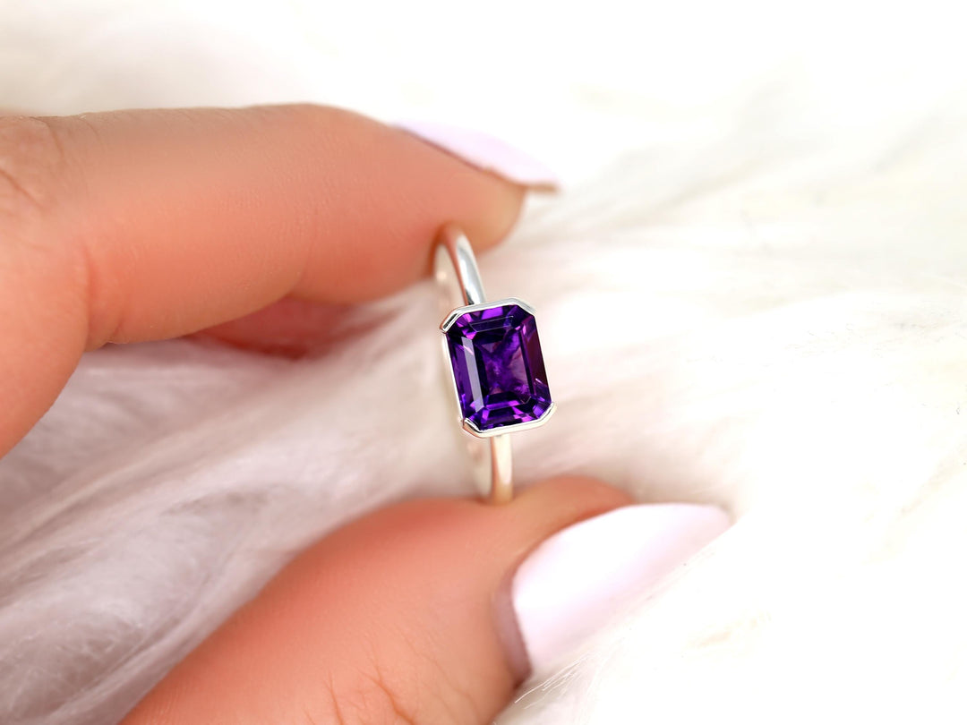 2.0CT East West Emerald Cut Lab Grown Diamond Engagement Ring