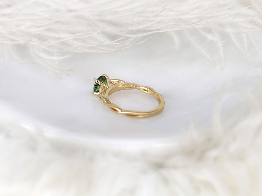 1.50CT Green Tea Teal Sapphire Round Cut Lab Grown Knot Solitaire Engagement Ring