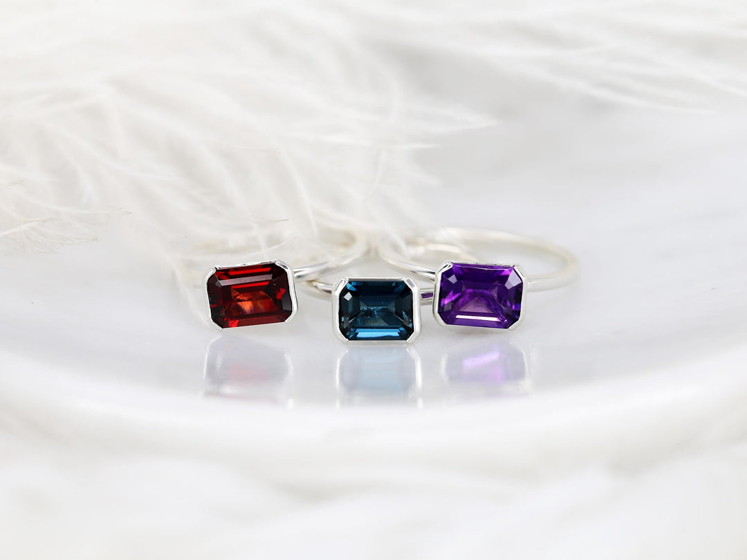 2.0CT East West Emerald Cut Lab Grown Diamond Engagement Ring
