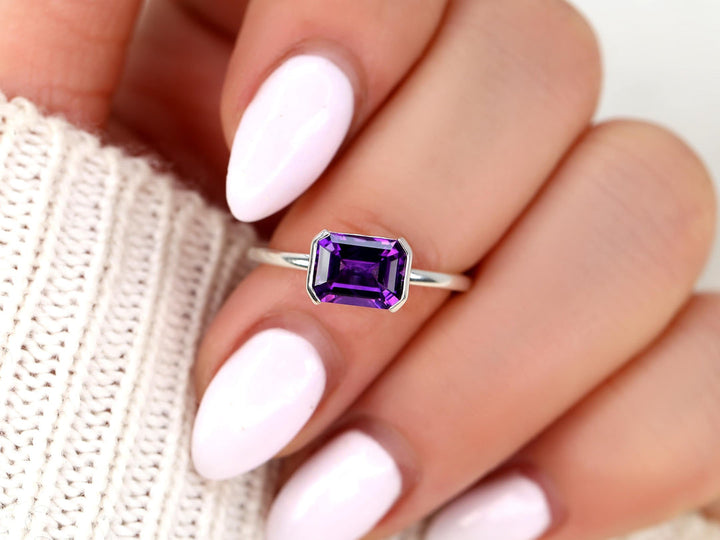 2.0CT East West Emerald Cut Lab Grown Diamond Engagement Ring