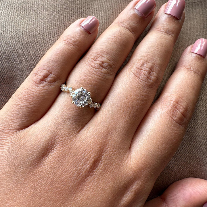 2.0CT Portuguese Round Cut Lab Grown Diamond Engagement Ring