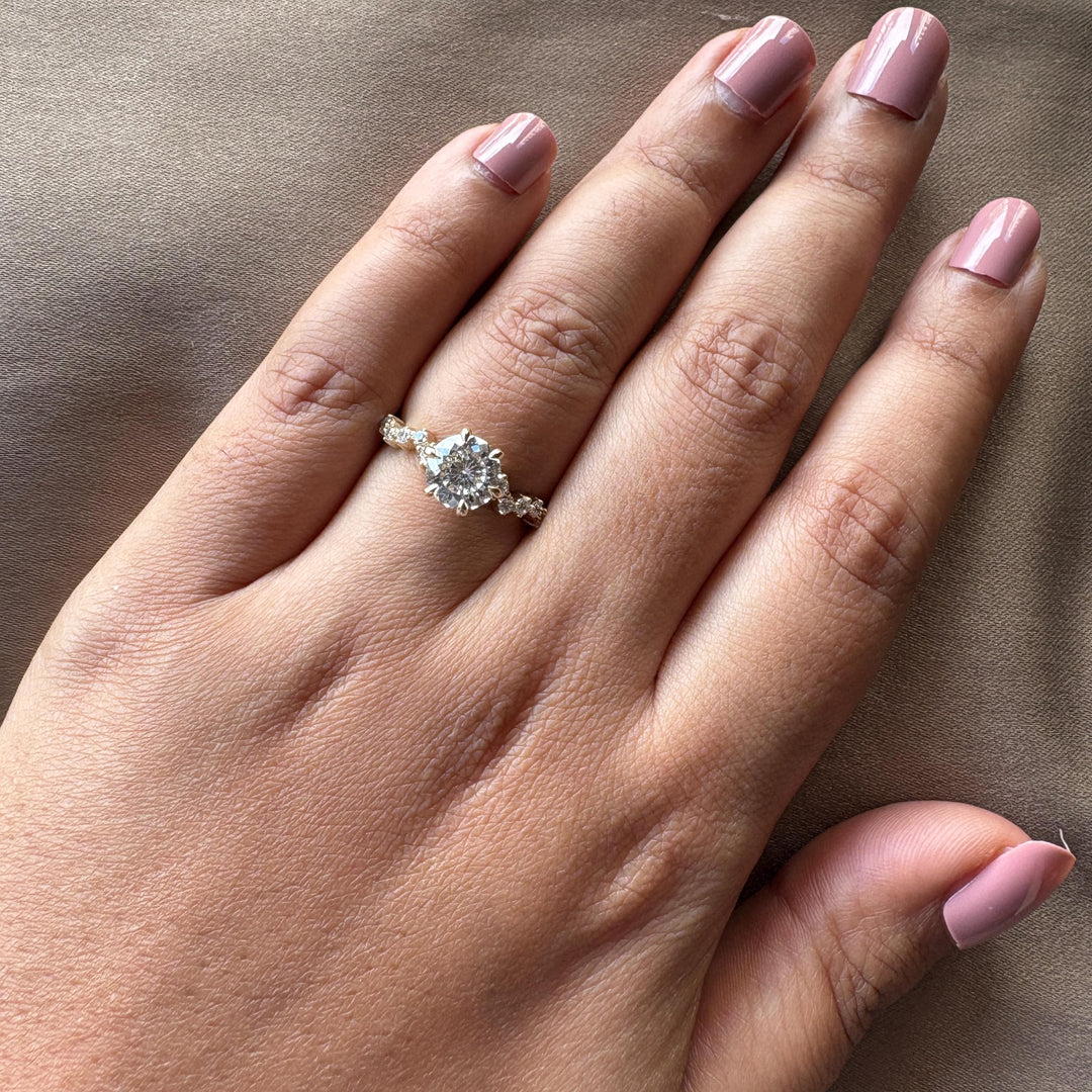 2.0CT Portuguese Round Cut Lab Grown Diamond Engagement Ring