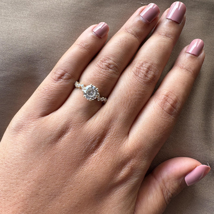 2.0CT Portuguese Round Cut Lab Grown Diamond Engagement Ring