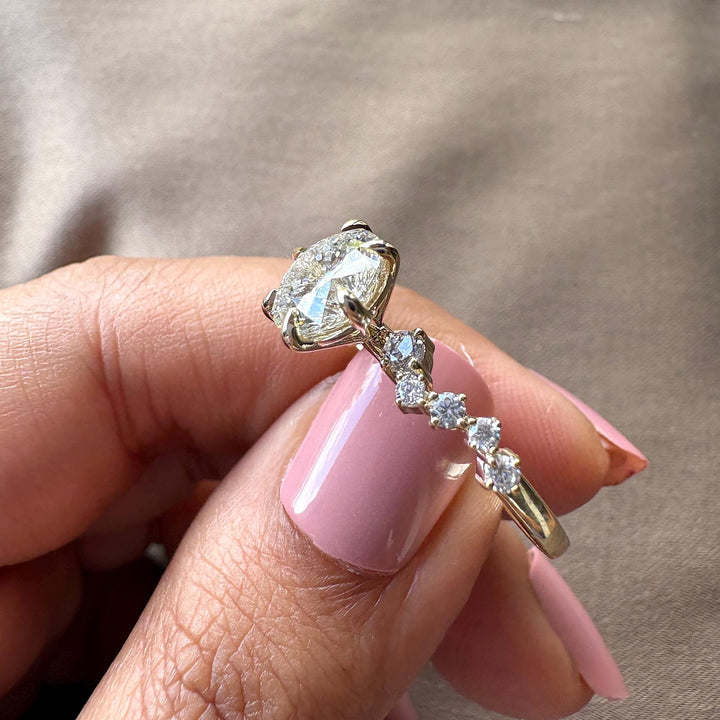 2.0CT Portuguese Round Cut Lab Grown Diamond Engagement Ring