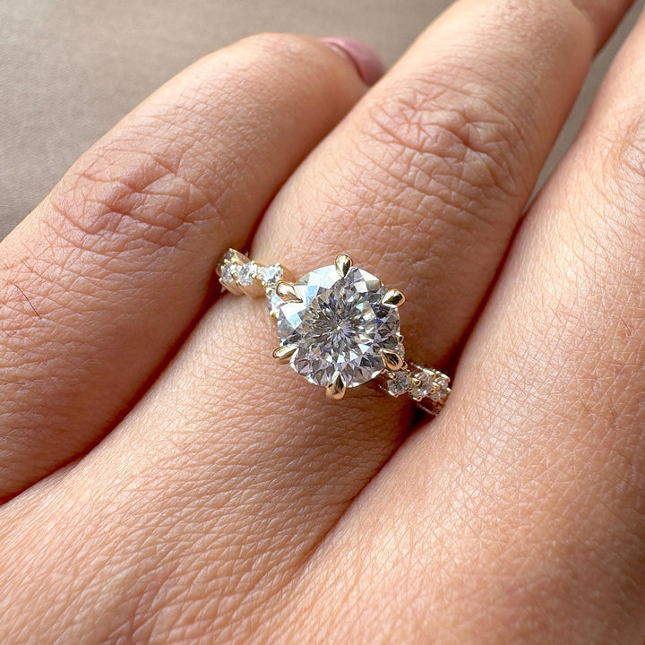 2.0CT Portuguese Round Cut Lab Grown Diamond Engagement Ring
