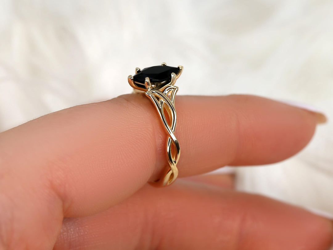 1.50CT Black Marquise Cut Lab Grown Knot Infinity Engagement Ring