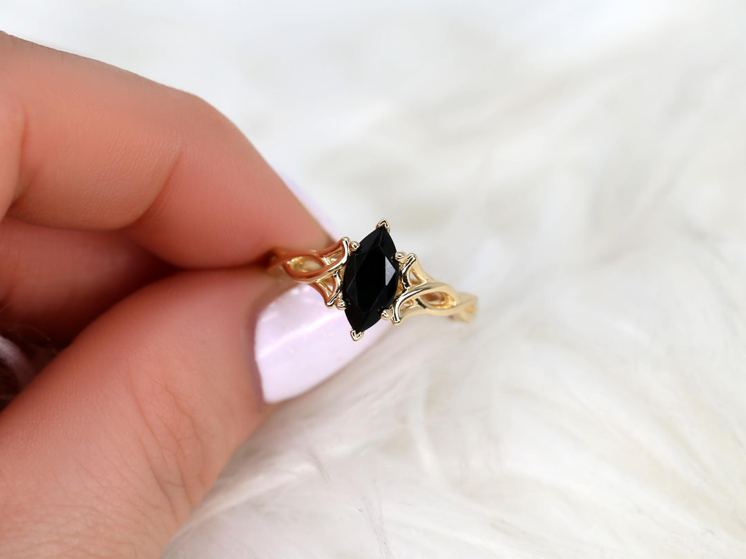 1.50CT Black Marquise Cut Lab Grown Knot Infinity Engagement Ring
