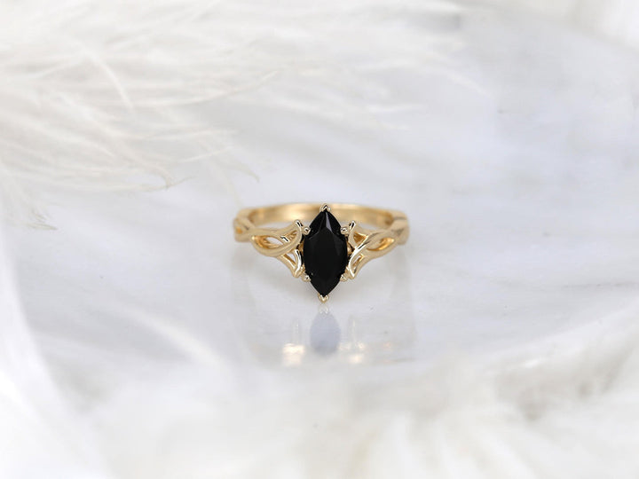 1.50CT Black Marquise Cut Lab Grown Knot Infinity Engagement Ring
