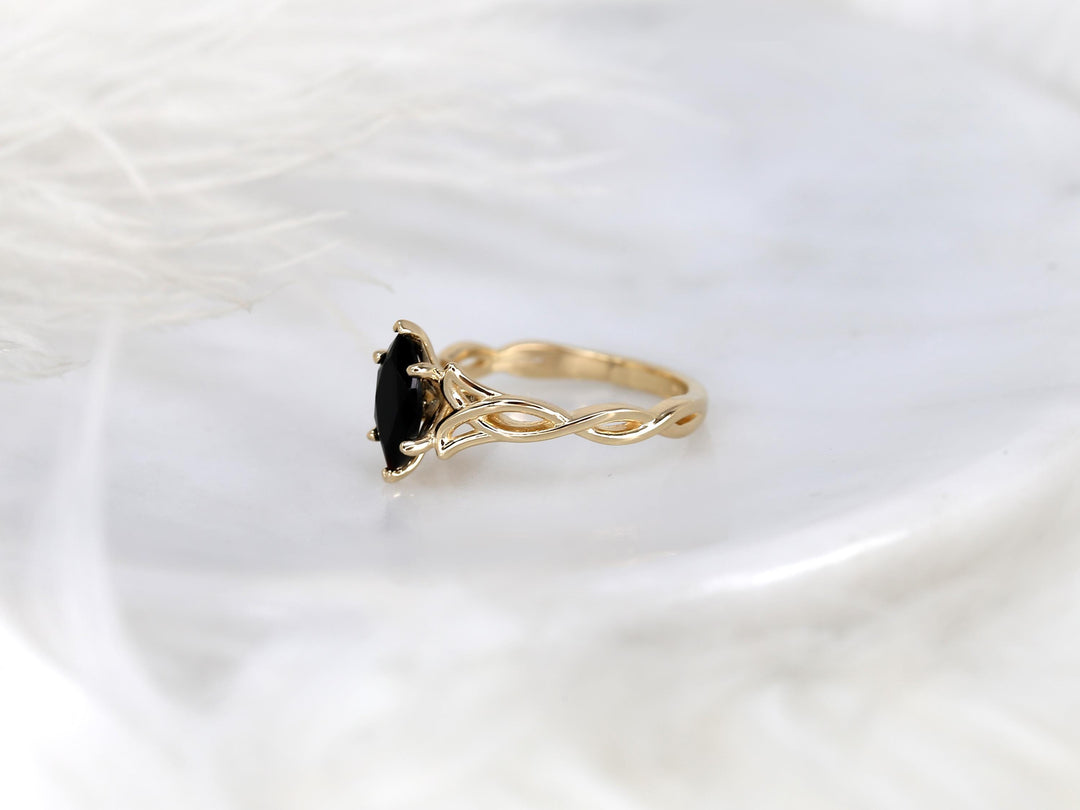 1.50CT Black Marquise Cut Lab Grown Knot Infinity Engagement Ring