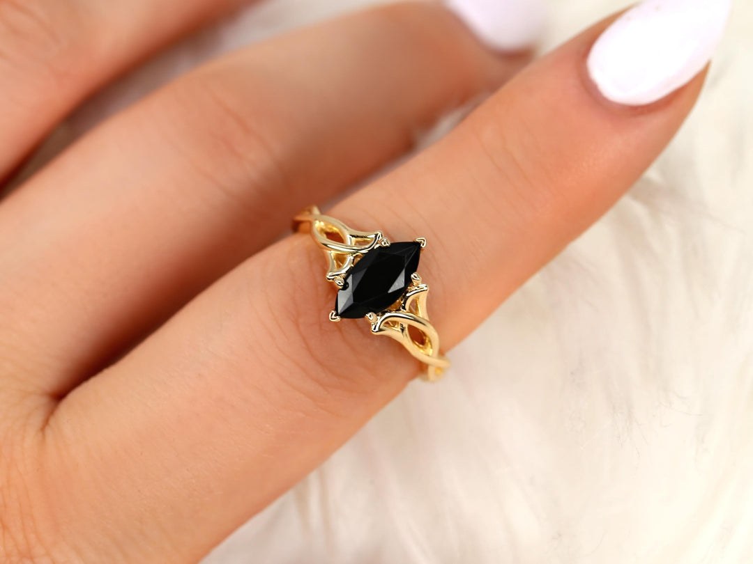 1.50CT Black Marquise Cut Lab Grown Knot Infinity Engagement Ring