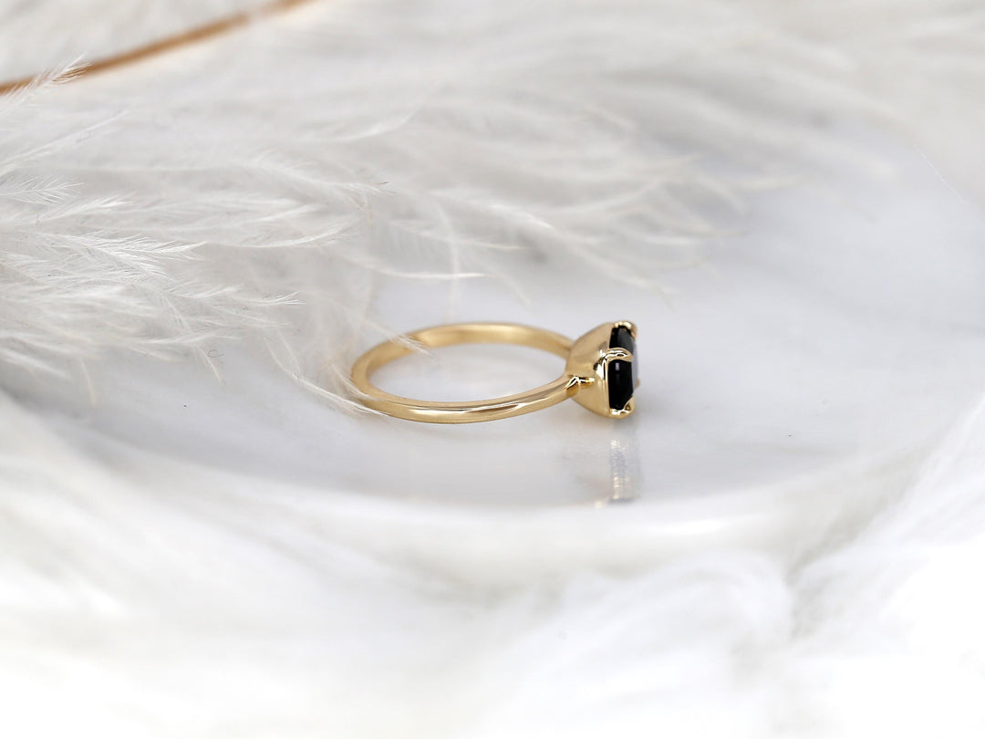 1.50CT Black Cushion Cut Lab Grown East West Engagement Ring