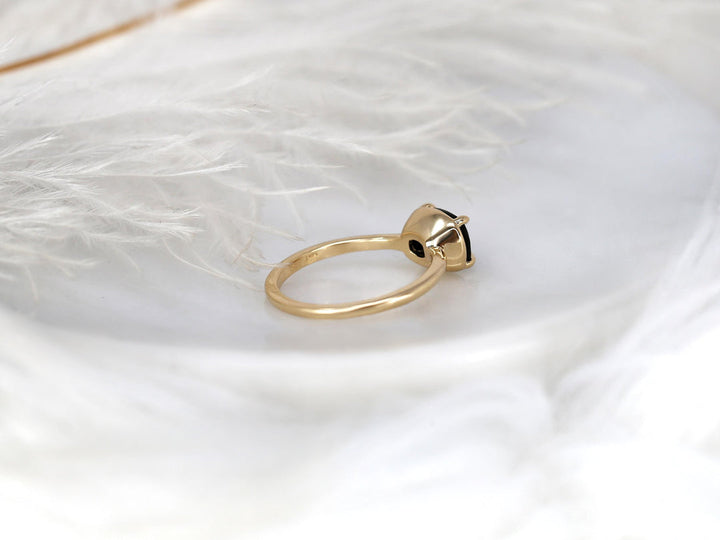 1.50CT Black Cushion Cut Lab Grown East West Engagement Ring