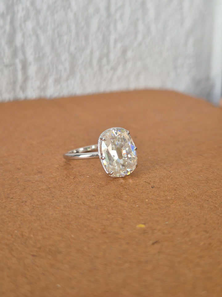 3.50CT Old Mine Cushion E/VVS1 Lab Grown Diamond Solitaire Engagement Ring
