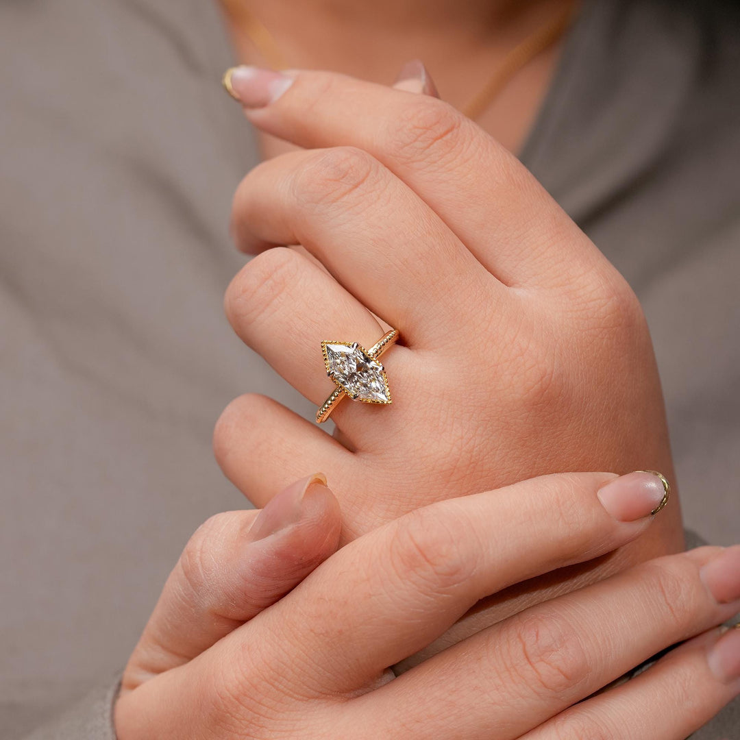 2.0CT Dutch Marquise Cut Lab Grown E/VVS1 Diamond Vintage Engagement Ring