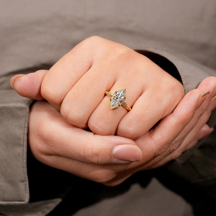 2.0CT Dutch Marquise Cut Lab Grown E/VVS1 Diamond Vintage Engagement Ring
