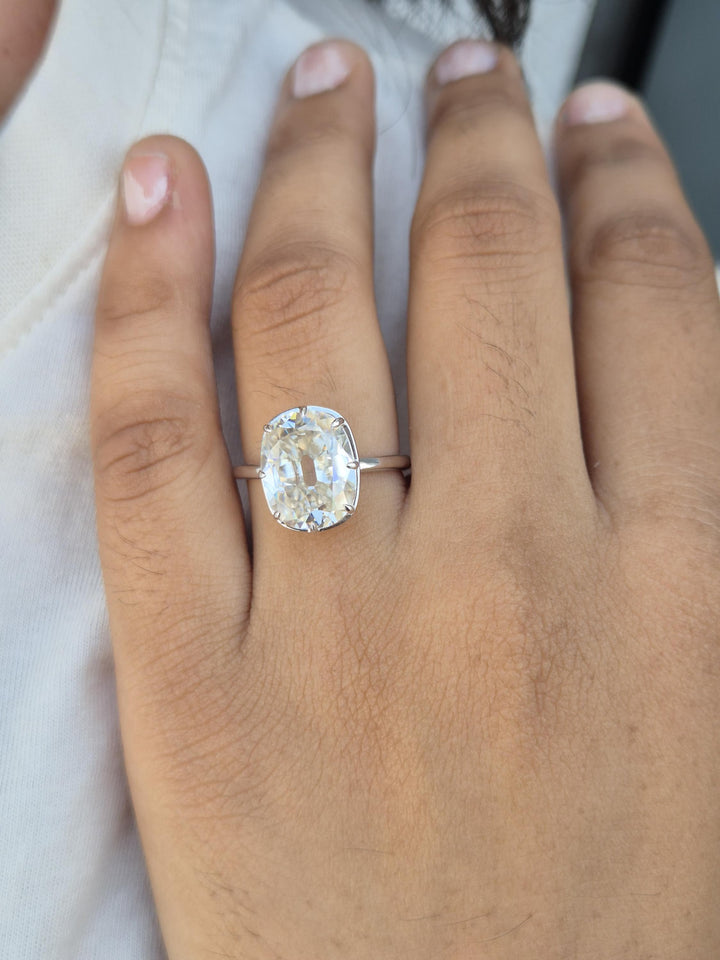 3.50CT Old Mine Cushion E/VVS1 Lab Grown Diamond Solitaire Engagement Ring