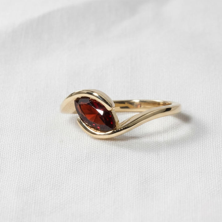 1.50CT Red Garnet Marquise Bypass Diamond Engagement Ring
