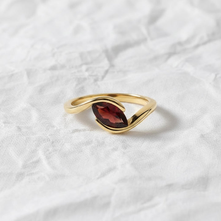 1.50CT Red Garnet Marquise Bypass Diamond Engagement Ring