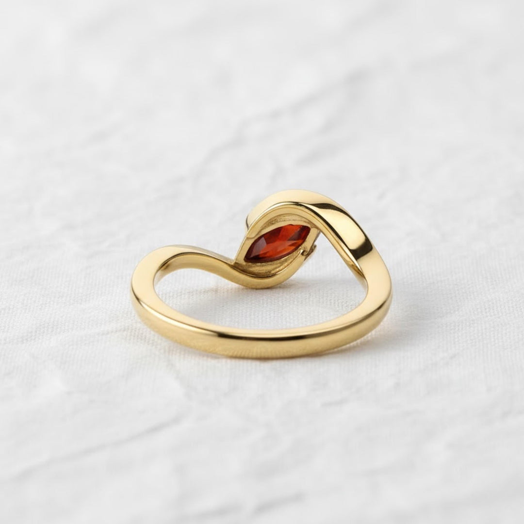 1.50CT Red Garnet Marquise Bypass Diamond Engagement Ring