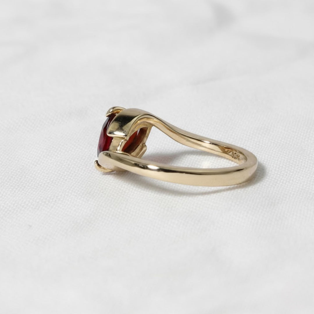 1.50CT Red Garnet Marquise Bypass Diamond Engagement Ring