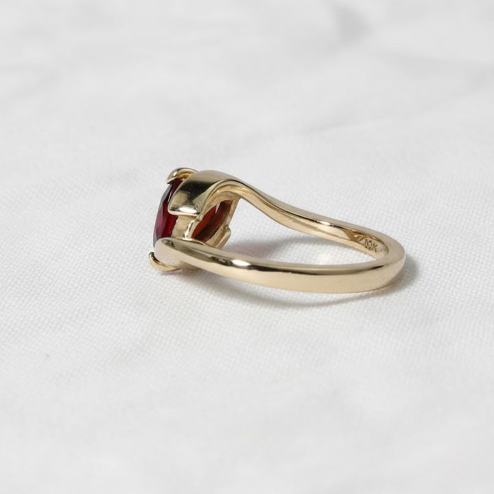 1.50CT Red Garnet Marquise Bypass Diamond Engagement Ring