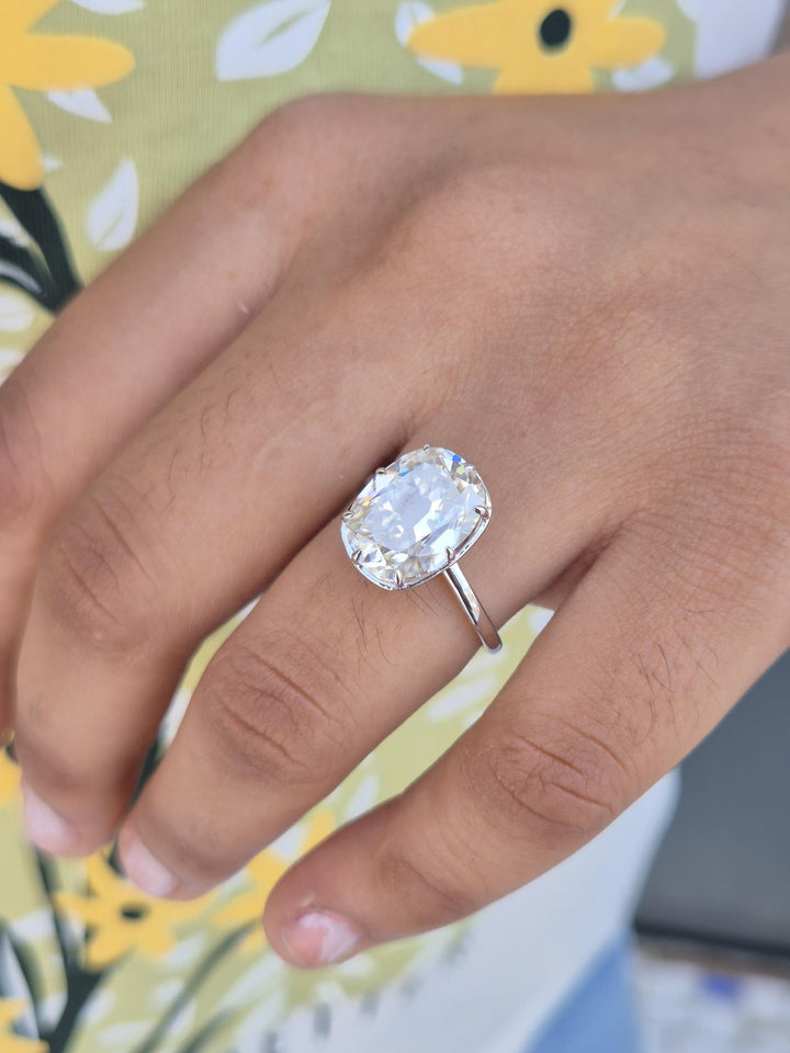 3.50CT Old Mine Cushion E/VVS1 Lab Grown Diamond Solitaire Engagement Ring