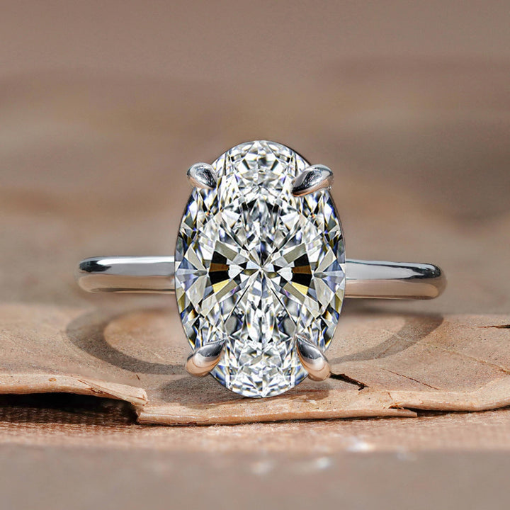 4 carat diamond ring, oval cut diamond, lab grown diamond ring,
