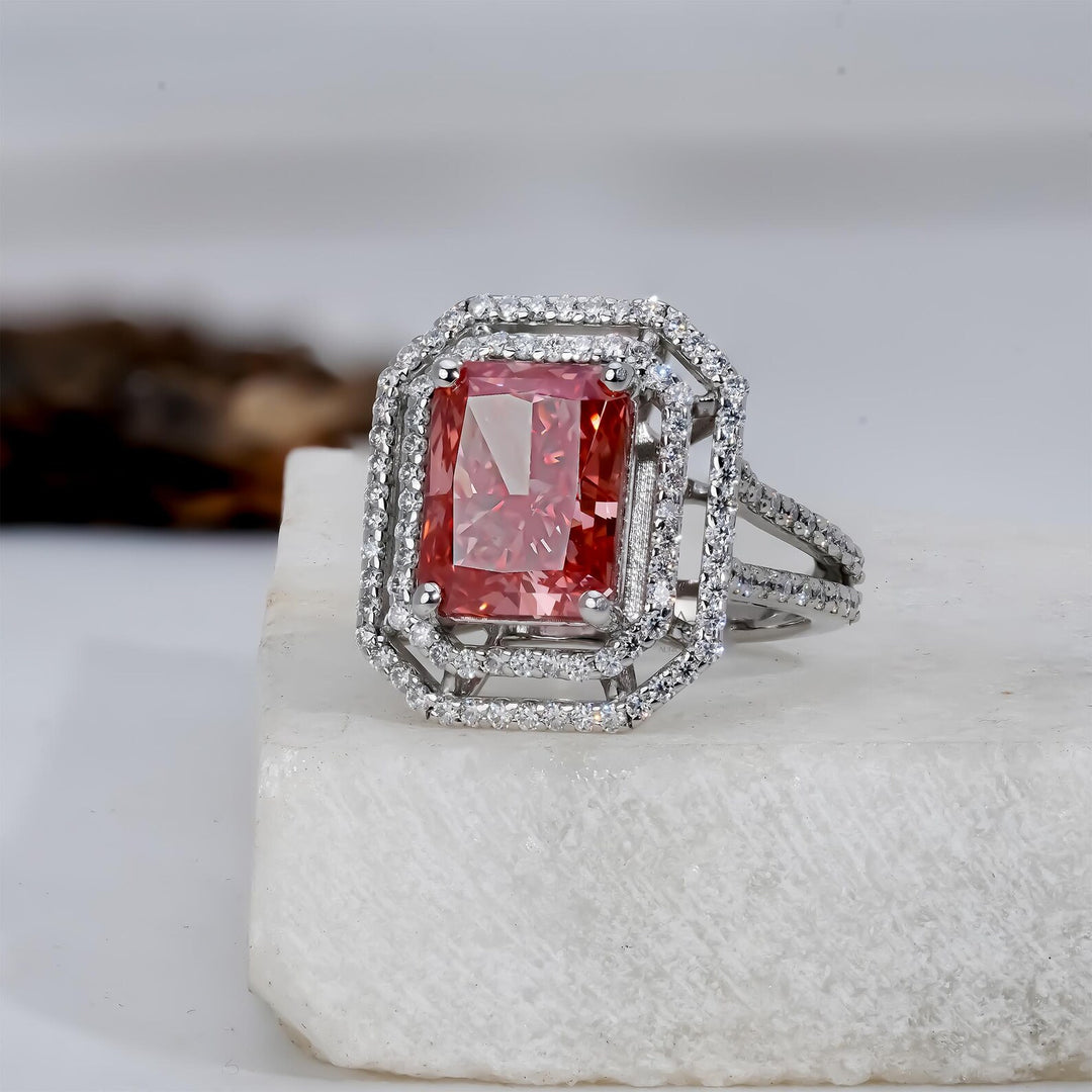 pave halo pink engagement ring
