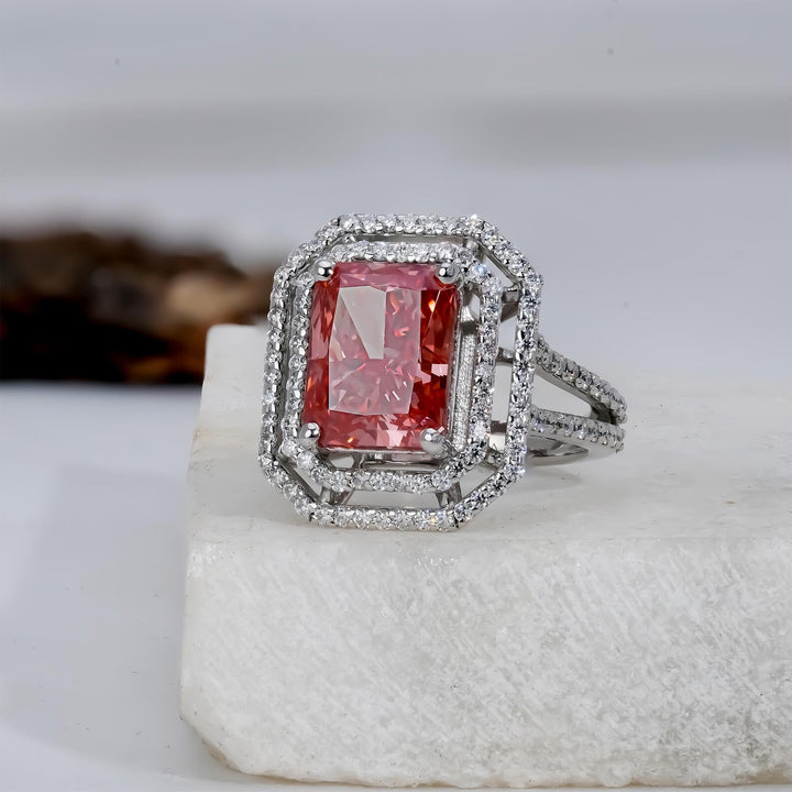 pave halo pink engagement ring
