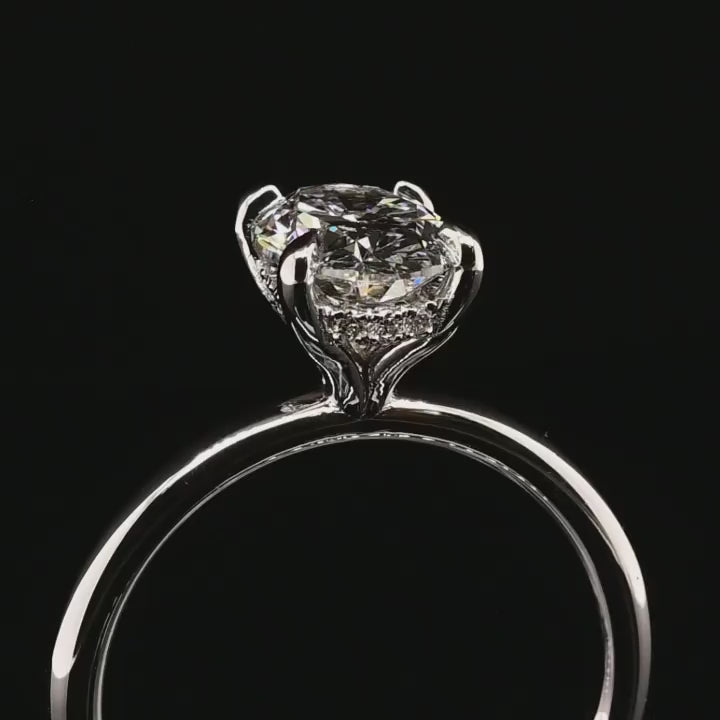 1.50ct-2.50ct Oval Cut Lab Grown Diamond Hidden Halo Engagement Ring