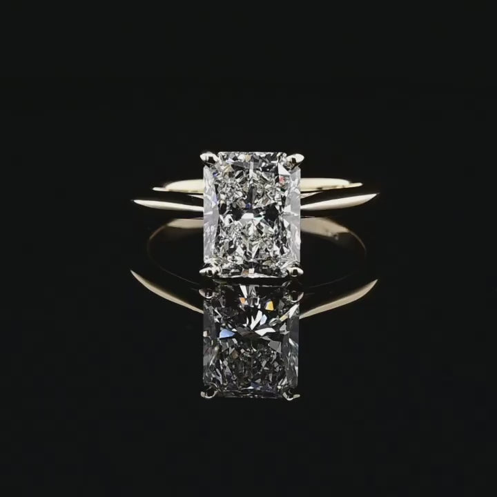 2.0ct-3.0ct Radiant Cut Lab Grown Solitaire Diamond Engagement Ring