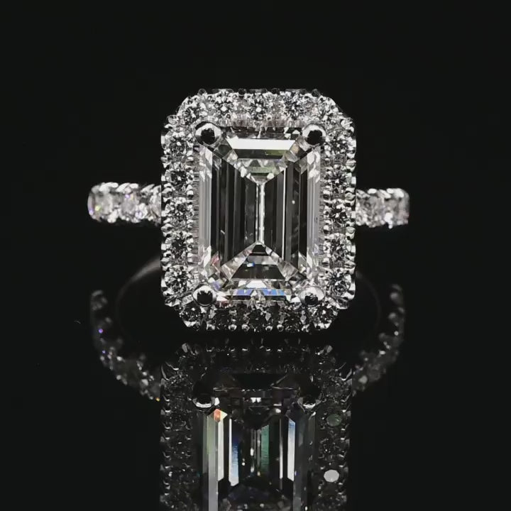 1.50ct-2.50ct Emerald Cut Halo Lab Grown Diamond Engagement Ring