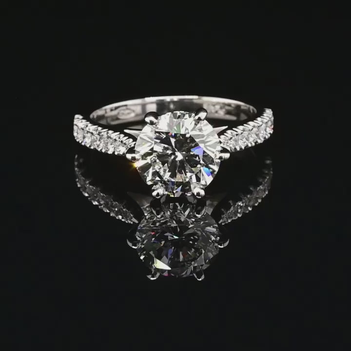 1.0ct-2.0ct Round Cut Lab Grown Pave Diamond Engagement Ring