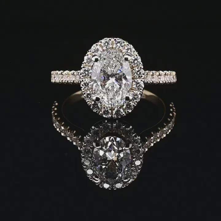 1.0ct-2.0ct Oval Cut Lab Grown Diamond Halo Engagement Ring