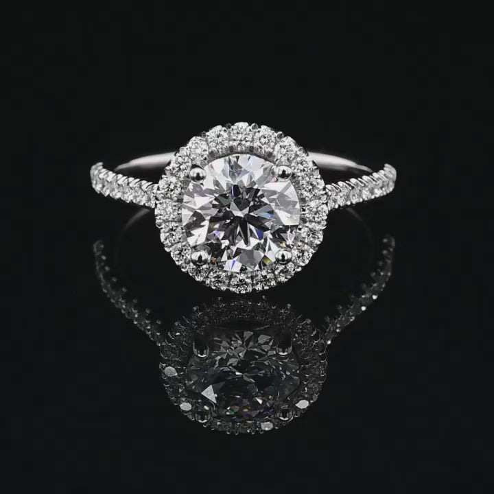 1.0ct-2.0ct Round Cut Lab Grown Diamond Halo Engagement Ring