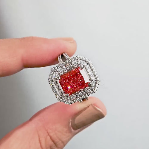pink radiant cut diamond ring
