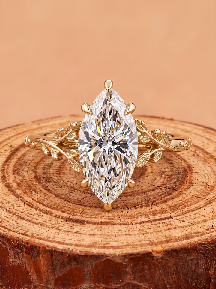 1.0CT to 3.0CT Marquise Lab Grown Diamond Vintage Leaf Vine Engagement Ring