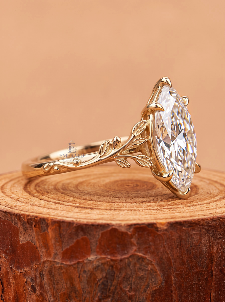 1.0CT to 3.0CT Marquise Lab Grown Diamond Vintage Leaf Vine Engagement Ring
