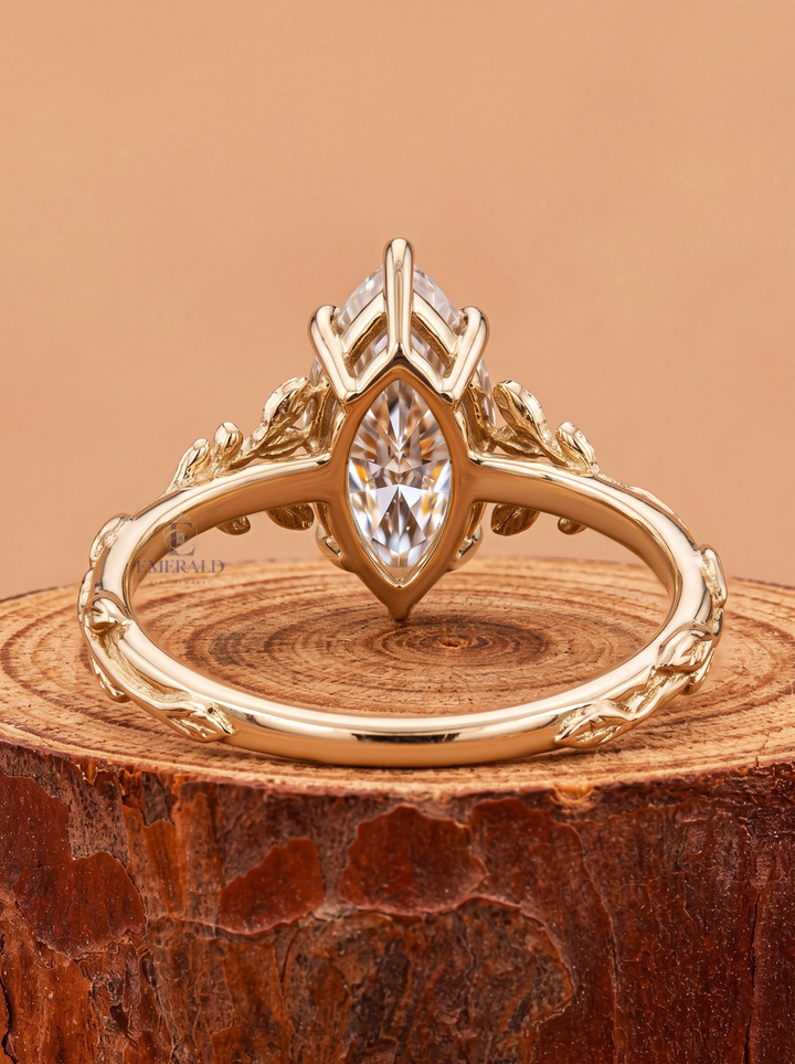 1.0CT to 3.0CT Marquise Lab Grown Diamond Vintage Leaf Vine Engagement Ring