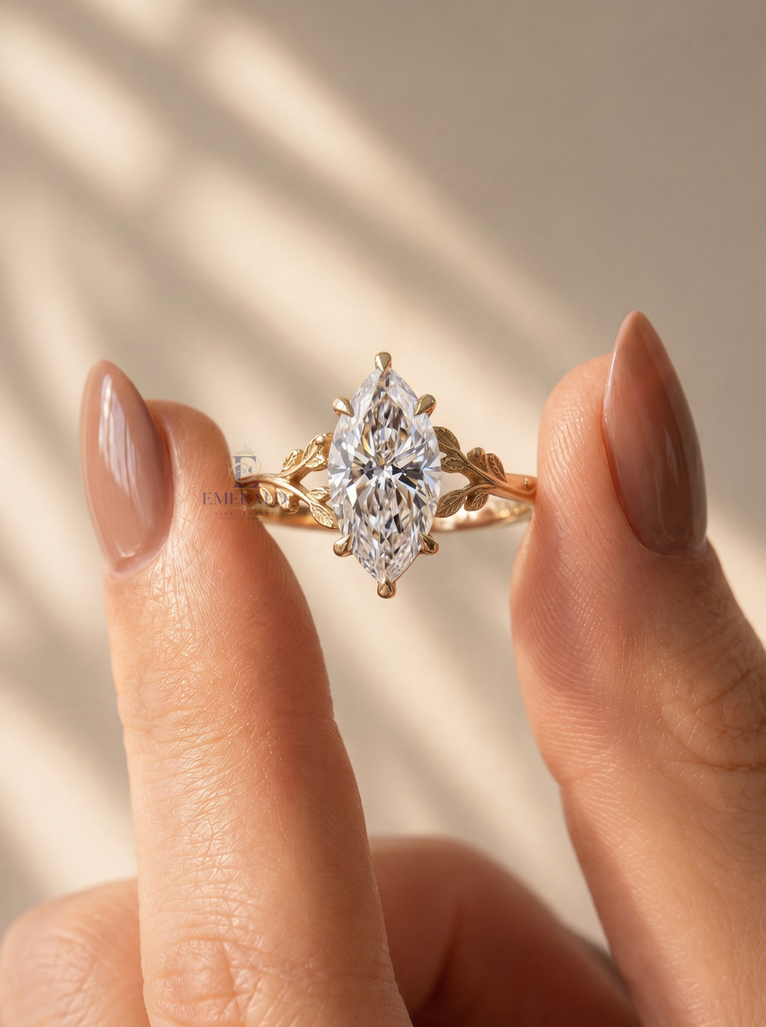1.0CT to 3.0CT Marquise Lab Grown Diamond Vintage Leaf Vine Engagement Ring